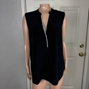 Vince. Women's Blouse 10 Shirt Top Navy Blue Sleeveless Career Designer QQ25